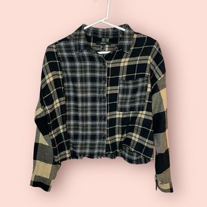 Forever 21 Black and Tan Plaid Top